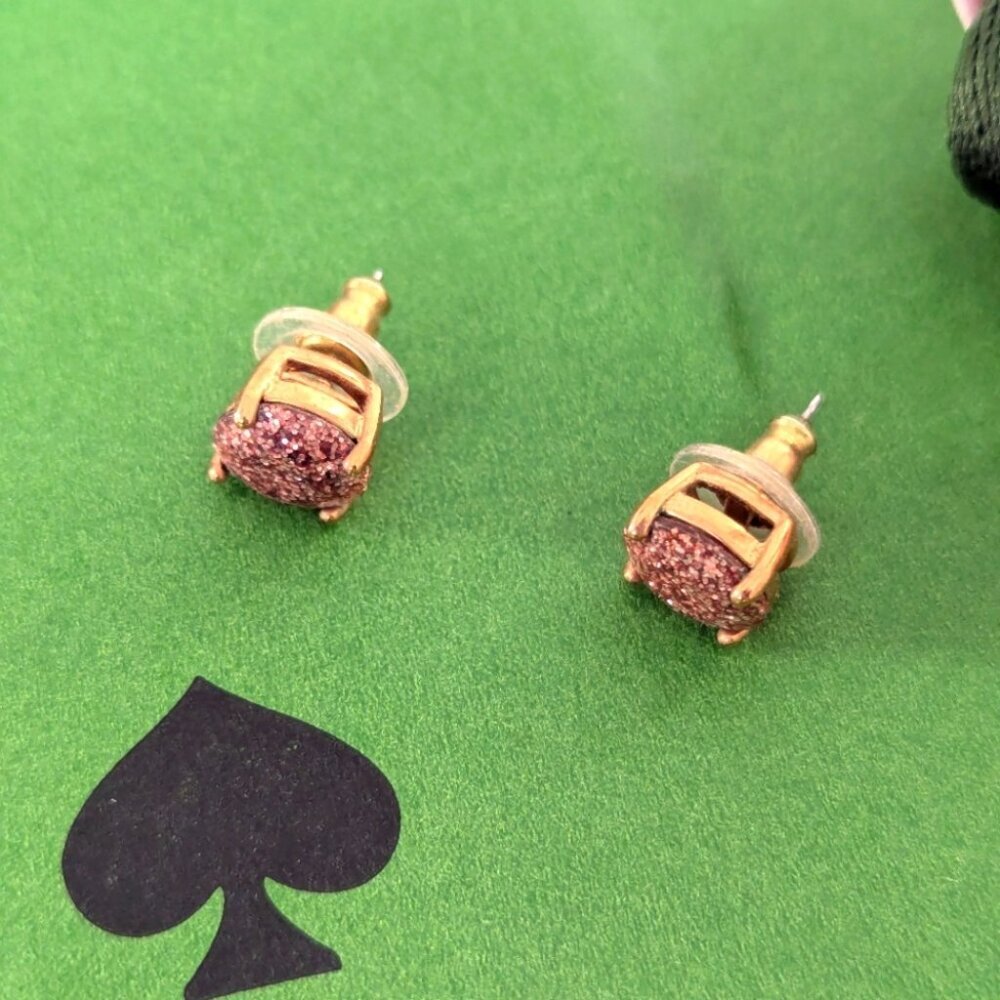 Kate Spade Pink & Gold Signature Spade Earrings w bag - excellent condition - Picture 3 of 3